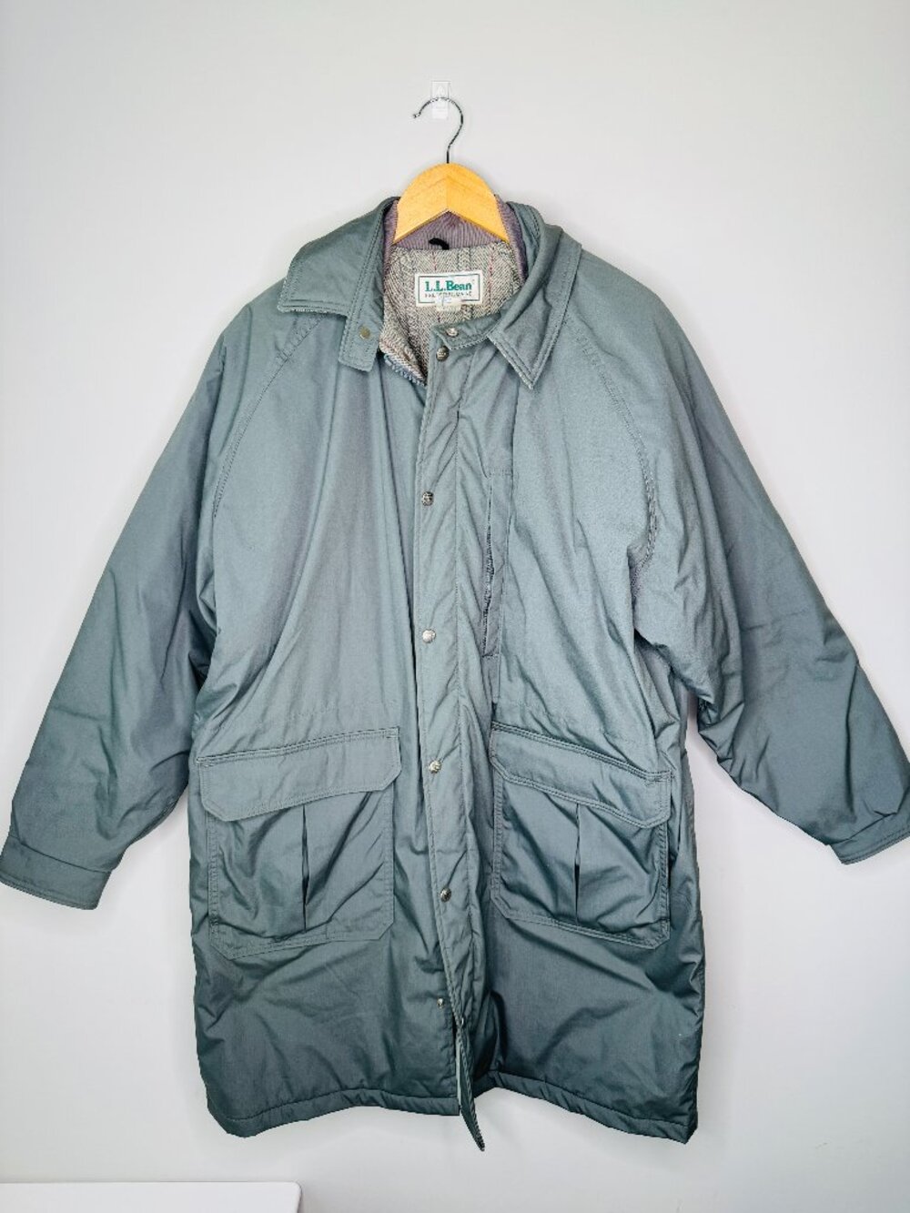 L.L. Bean Full Zip Stadium Parka Vintage Mens XL Wool Liner Grey 2595 Made in US